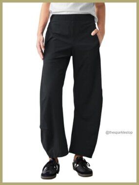 Women's Stretchy Nylon Barrel Ankle Pants Elastic High Waist Travel Pants